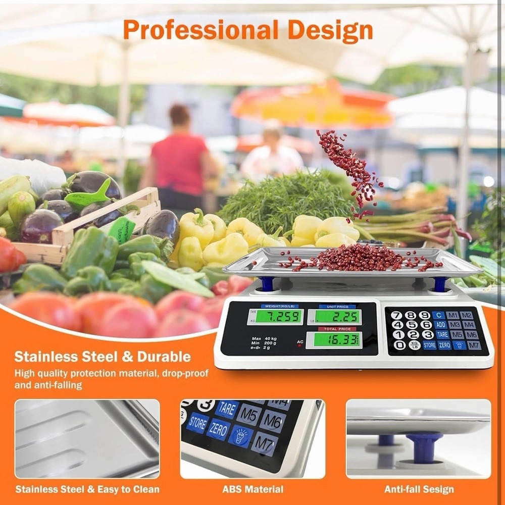 Commercial Food Scale 88lb/40kg Digital Price Computing Deli Market Weighing - Picture 6 of 9